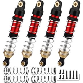 AllinRC Aluminium 53MM Shocks Oil Damper Long Threaded Shock Absorber for TRX4M 1/18 RC Crawler Upgrades (Red)