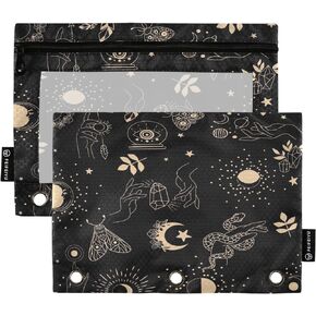ZAZYXTJ Cow Print Binder Pencil Pouchs 3 Ring with Zipper Clear Window Office Organizers bag for School Students Teacher Supplies 2 Pack
