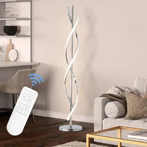 ADISUN 31W Modern Floor Lamp, LED Spiral Floor Lamp for Living Room, 3-Color Dimmable Standing Lamp with Remote Control, 58" Tall Floor Lamps for Living Room Bedroom Office Dining Rooms (Silver)