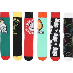 Bioworld Family Guy Crew Socks, Family Guy Cartoon Peter Griffin Lois Stewie Crew Socks For Men Women 6 Pack