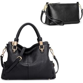 Kattee Genuine Leather Tote Bags Bundle with Small Crossbody Bags for Women