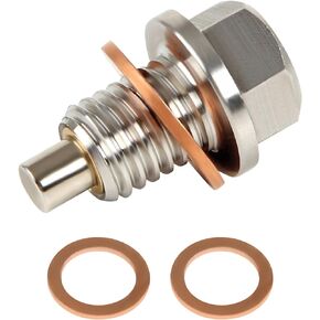 M12 x 1.75 Stainless Steel Magnetic Oil Drain Plug with Neodymium Magnet Compatible with GMC, Chevrolet, Buick, Cadillac, F-150