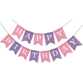 Custom Banner Kit, 97 White Cotton Canvas Flags with Gold Vinyl Printed Letters Numbers & Symbols, String & Needle, DIY Customizable Personalized Birthday Banner, Gold Glitter