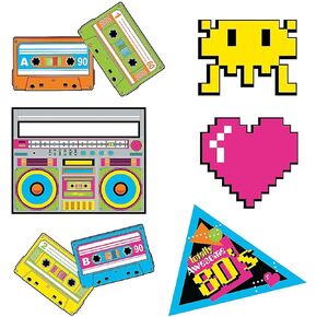 Fun Express - 80's Party Cutouts (6pc) for Party - Party Decor - Wall Decor - Cutouts - Party - 6 Pieces