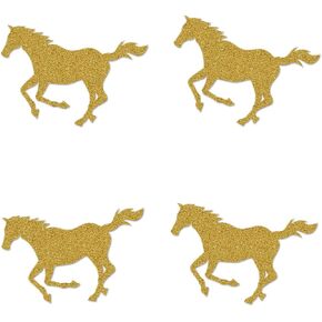 Gold Horse Cut-outs, 12-Pack Table Topper Double-sided Birthday Baby Shower Party Decorations