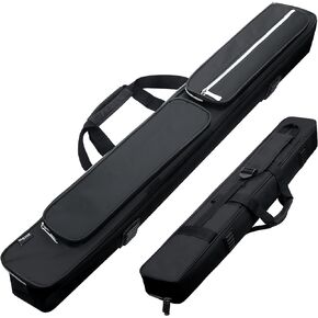 2x2 Pool Cue Case, Heavy Duty Oxford Wear-Resistant Soft Billiard Cue Stick Case Bag with Adjustable Shoulder Strap, Pool Stick Case for 2 Sticks /2 Butt/2 Shaft/, Black
