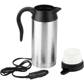 Car Kettle Electric Kettle Camping 12V 450ml Coffee Maker Water Boiler 65°C/149°F, Portable Travel Car Truck Kettle Hot Water Heater Bottle for Tea Coffee Making Cigarette Lighter Heating Cup, 60W