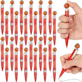 Zhanmai 24 Pcs Novelty Basketball Pens Sports Ballpoint Pens Basketball Party Favors Desk Cool Writing Tool for Students Supplies Stationery School Office Decor(Black,Basketball)