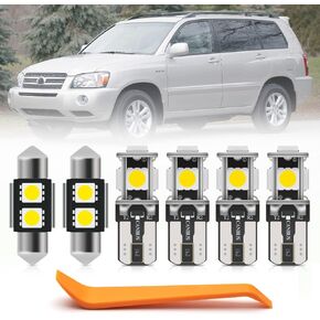 9pcs Highlander Interior LED Light Bulbs Kit for Toyota Highlander 2001 2002 2003 2004 2005 2006 2007 LED Map Dome Trunk Lights Super Bright White Interior Light Bulbs + Install Tool