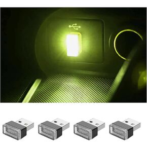 4 PCS USB LED Car Interior Atmosphere Lamp, Portable Mini LED Ambient Night Light, Plug-in USB Interface Decor Lighting Kit, Universal Vehicle Interior Accessories (Pink)