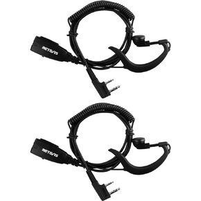 Retevis EEK016 G Shape Earhook Walkie Talkie Earpiece, VOX Hands Free Earpiece, Compatible with Retevis RT22 RT21 H-777 RT68 H-777S RT19 Walkie Talkies, Two Way Radio Headset with Mic 2 Pin(2 Pack)