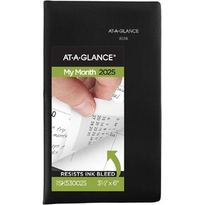 AT-A-GLANCE 2025 Planner, Monthly, 3-1/2" x 6", Pocket Size, DayMinder, Black (SK530025)
