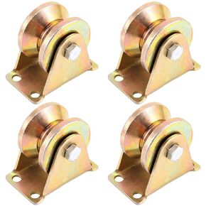 4 Pack 2 Inch V Groove Wheel, Heavy Duty V Groove Sliding Gate Wheels with Bracket for Barn Door, Industrial Machines Carts, Wire Rope Rail