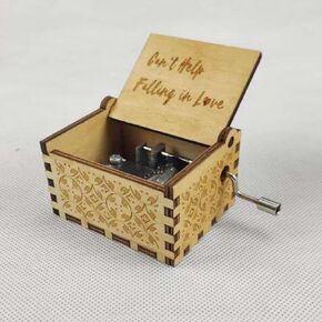 Can't Help Falling in lovt Wood Music Boxes,Laser Engraved Vintage Wooden Sunshine Musical Box Gifts for Birthday/Christmas/Valentine's Day (Can't Help Falling in lovt)