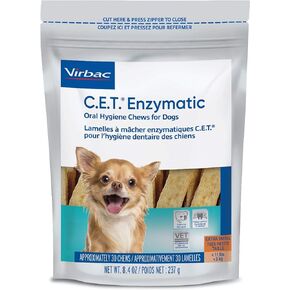 Virbac C.E.T. Enzymatic Oral Hygiene Chews, Small Dog, 30 Count,Beef,0.65 pounds
