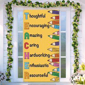 Teacher Appreciation Week Door Cover Thank You Teachers Party School Classroom Front Door Banner Photography Decoration