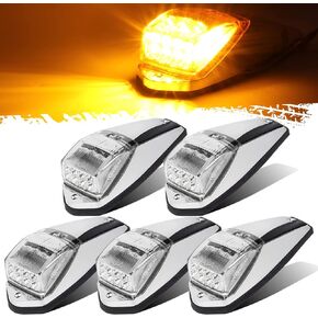Partsam 5pcs Clear Lens 31LED Amber Cab Marker Top Roof Running Lights w/Chrome Base Compatible with Peterbilt/Kenworth/Freightliner//Western Star/Mack/International/Paccar Trailer Trucks