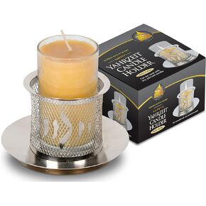 Ner Mitzvah Metal Yizkor Yahrzeit Candle Holder - Decorative Yartzeit Memorial Candle Holder - Black