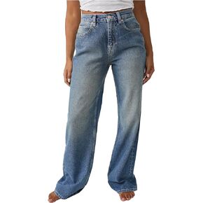 Free People Women's Tinsley Baggy High-Rise Skinny, Hazey Blue
