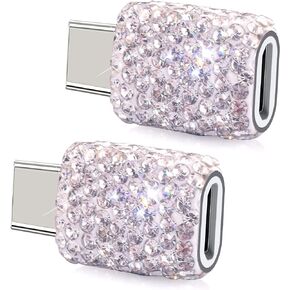 USB C to Micro USB Female Adapter (2 Pack) USB Type C Adapter Converter Android Cable Connector Bling OTG Adapter Support Charge & Sync