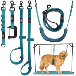 Prestige Elite - Set of 6 - Dog Groomers Helper Grooming Loops for Pet Groomers Adjustable Biothane Dog Grooming Loop, Belly Strap, Grooming Noose, Extension Strap & Suction Cups - Grooming Leash