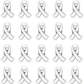 White Awareness Ribbon Pin 20 Pcs Lung Cancer Bone Cancer Victims of Terrorism Adoption Awareness products Pins