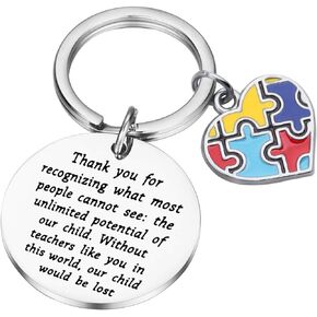ENSIANTH Autism Teacher Keychain Autism Teacher Gift Autism jewelry Gift Autism Teacher Appreciation Gift