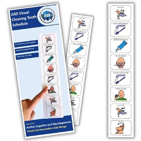 Autism Brushing Teeth Routine Chart –Visual Schedule for Kids -Premium Durable Plastic -Teach How to Brush Your Teeth –Autism Learning Materials –Bathroom Visual for Autism