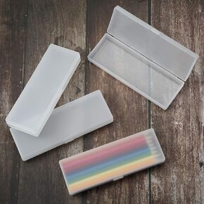 4 Pieces Plastic Pencil Case Plastic Stationery Case with Hinged Lid and Snap Closure for Pencils, Pens, Drill Bits, Office Supplies (White)