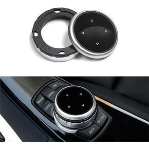 Larger Multimedia Knob Switch Button Cover Trim Compatible with BMW