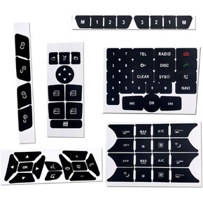 Car Interior Button Repair Sticker Kit,A/C Dash Button Stickers Decals Radio Number Button Sticker Door Lock Repair Sticker Fit for CLS C218 SLK W172 W204 GLK Models