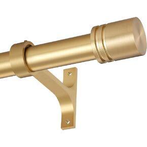 Curtain Rods for Windows 28 to 150 Inches, Vimayta 1 Inch Adjustable Heavy Duty Drapery Rod with Aluminum Alloy Finial and Brackets for Living Room, Bedroom, Kitchen, Patio, Sliding Door, Brushed Gold