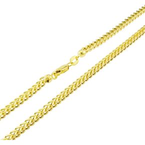 Nuragold 10k الذهب الأصفر 3mm فرانكو سلسلة مربع مربع القمح قلادة قلادة، مجوهرات رجالي 18 "20" 22 "24" 26 "28" 30"