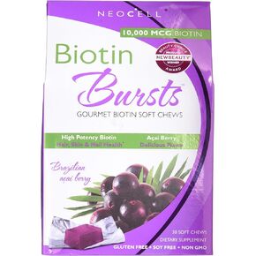 Neocell Neocell Laboratories Biotin Bursts Chewable Acai Berry, High Potency, 30 Count (Pack of 2)