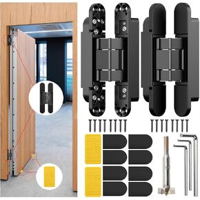 7" Hidden Door Hinge/Invisible Door Silent Door Hinge 180 Degree Swing Hinge 3-Way Adjustable Butt Hinge 7 x 2.8 x 1" (Pack of 2) (White 7 inches)