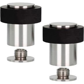 EVI | Pack 2 Doorstops | 20x25mm | Threaded Base | Black Rubber | Stainless Steel | Matte Finish | Includes Screw + Fastening Plug | Model I-181-CB