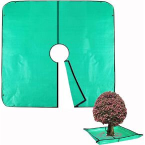 Landscape Pruning Tarp, 78.7“X78.7" Landscape Tarp for Trimming with 12 inch Hole, Pruning Trees Waterproof Tarp, with Corner Buckles, can Stand Up Fasten Around Trees and Shrubs