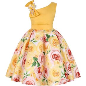 CMMCHAAH 2-9T Girls Flower Dresses Toddler Pageant Party Easter Floral Print Dress