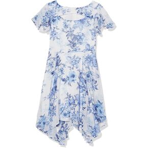 Speechless Girls' Short Sleeve Asymmetrical Hem Party Dress