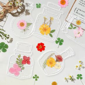 40Pcs DIY Bookmarks, Large Size Transparent Dried Flower Bookmarks, Handmade Flower Bookmarks Maker, Beautiful Flower Page Clips Bookmarks, World in Bottle-Making Stunning Herbarium