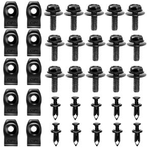 yeshma 35pcs المحرك تحت غطاء سبلاش درع الحرس الجسم البراغي الوفير الحاجز بطانة دفع التجنيب السحابة برشام كليب مقذوف u-المكسرات متوافق مع نيسان إنفينيتي g35 g37 FX35 FX45 EX35 370Z 350Z in Kuwait