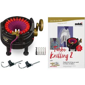 New Improved Version Of addi Express Professional Knitting Machine Extended Edition With Improved Row Counter, Pattern Book, Express Hook, Replacement Needles and 2 Stopper
