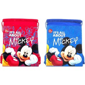 2 Disney IT'S ALL ABOUT Mickey Drawstring Backpack Sling Tote Sport Gym Bag Red & Blue(M8-BP)