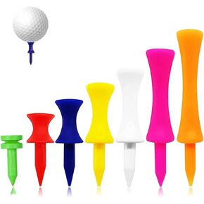 Dakexiong 70 Pack Plastic Golf Tees 1", 1 1/4", 1 1/2", 1 3/4", 2", 2 1/4", 2 3/4" Available, Multi-Color Wear-Resistant Portable Golf Ball Tees, Golf Step Down Tees
