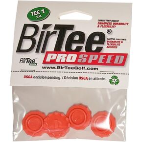 BirTee Pro Golf Tees - Size #1 (1/4") Individual Size Pack - 4 Tees Per Pack. Winter/Mat/Simulator Tees (Orange)