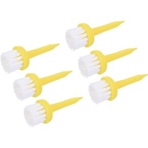 PATIKIL Golf Tee Brush Top 2 Inch, 6 Pack Unbreakable Plastic Golfing Tees Low Friction Resistance for Men and Women, Yellow