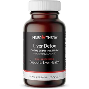 INNERTHERA Liver Detox with 360 mg Milk Thistle Supplement with Alpha Lipoic Acid, Choline and NAC, Supports Healthy Liver Function, 60 Veggie Caps