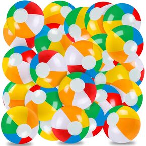 24 Pack 12" Summer Inflatable Beach Balls Bulk Rainbow Swimming Pool Water Games Toys for Kids Summer Party Supplies Decorations