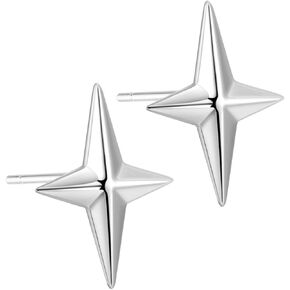 Silver Stud Earrings for Men, Pierced Jewelry Gift, Christian Father's Day Present for Men