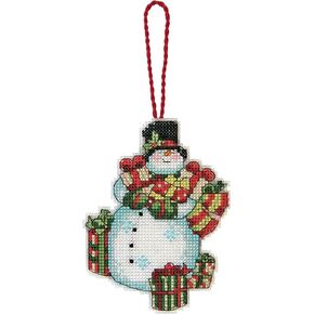 Dimensions Counted Cross Stitch Snowman Christmas Ornament Kit, 3.25'' x 4.25''